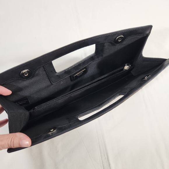 Alfani Sleek Black Leather Clutch Bag - Picture 3 of 8